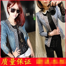 9823秋装新款韩版水洗亮钻修身牛仔衣外套