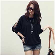 8405新款韩版宽松圆领网纱长袖T恤