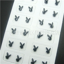 耳环，可爱小兔长耳黑边磁铁耳钉（银边）可爱生肖耳饰