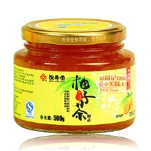 恒寿堂韩国蜜炼蜂蜜柚子茶500g正品瓶装降火排毒韩式茶一件代发