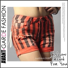 厂家直销专柜正品短款热裤女夏新款印花热裤ZARA条纹短裤批发