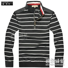 批发秋冬新款长袖立领t恤衫男长袖t恤经典海魂条纹长袖t恤男装