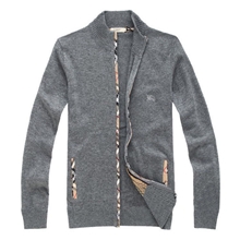 男装英伦立领开衫毛衣B家毛衣男羊毛混纺长袖男士毛衣批发供应