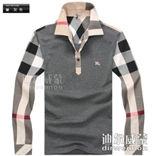 【批发供应】吧宝莉长袖T恤男装秋冬新款纯棉翻领长袖t恤男士上衣