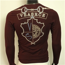 范家长袖T恤品牌男装V领字母烫银纯棉丝光棉修身奢侈高品质