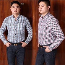 秋冬新款鲨鱼男装长袖格子英伦衬衫男式衬衫男装外贸男装