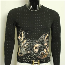 最新流行狼狗柳丁装饰超中工艺精品修身男装长袖T恤打底衫