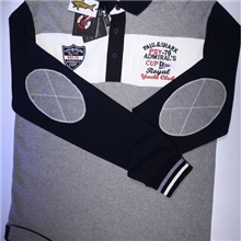 高端品质/鲨鱼男装纯棉长袖t恤奢华品牌休闲翻领长袖t恤男