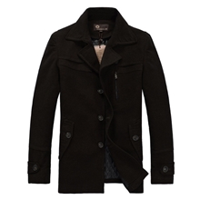 2011整款男装亮马仕中长款呢绒厚款冬装风衣派克PK035