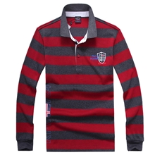 秋冬新款鲨鱼长袖T恤男士纯棉条纹原单精品秋装T恤男士保罗衫