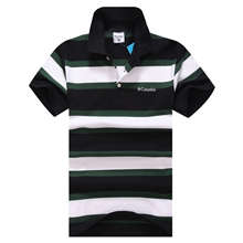 户外产品男装夏季条纹短袖POLO衫男士翻领宽松T恤批发代理