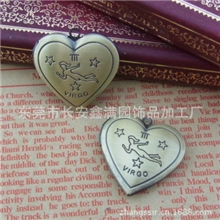 复古十二星座系列相盒项链吊坠.处女座相盒.青古拉丝扫砂铜相合