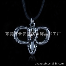 欧美个性环保合金饰品吊坠嘻哈系列复古吊坠藏羊头骨皮绳项坠