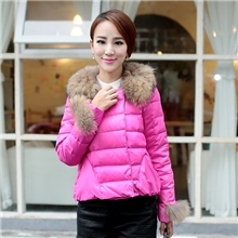 2013新款斗篷型大毛领糖果色时尚短款正品羽绒服missfofo1361