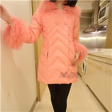 2013新款滩羊毛大毛领宽松舒适型娃娃衣气质优雅羽绒服女中长款