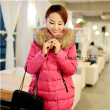 missfofo2013新款斗篷中长款貉子毛大毛领欧洲街中长款白搭羽绒服