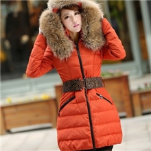 2012年新款特价冬装大毛领雷锋帽中长款羽绒服修身爆款女潮