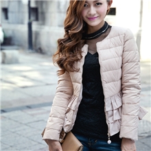 包邮2013新品短款修身圆领薄款荷叶边羽绒服正品清仓女8873女
