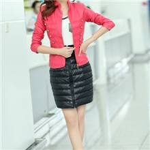 时尚女装新款高腰显瘦不臃肿包臀羽绒裙A字裙半身裙蕾丝边裙