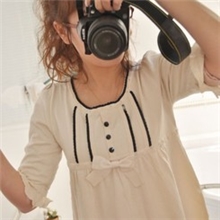 原单针织衫MAXMARA新款韩版针织衫蝴蝶结娃娃衫水晶钮扣圆领中袖