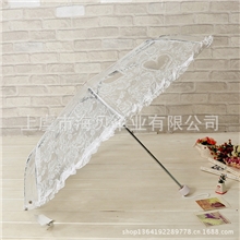 花海贝玫瑰爱心花边透明雨伞仿蕾丝三折透明伞折叠伞塑料伞