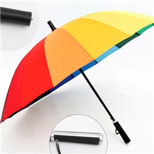 现货批发60CM自动彩虹伞直杆雨伞广告伞带伞套