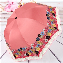 花海贝荷叶大花边银胶超强防紫外线太阳伞遮阳防晒伞叠睛雨伞