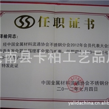 T批发绒面胶化纸皮制绸缎材料的荣誉证书现货供应也可定制