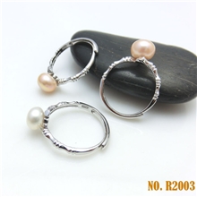 低价批发天然淡水珍珠情侣戒指竹节指环活扣大小可调节外贸热销