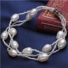 外贸余单韩版灵巧6-7mm米形天然淡水珍珠合金磁力扣手链手饰混批