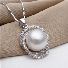 豪华超大珍珠吊坠11-11.5mmAAAA925银配件好多钻超亮超美百搭