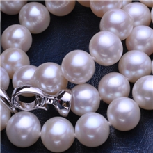 【星产地】9-10mm近正圆珍珠项链925银强光无瑕上等珍珠超低价