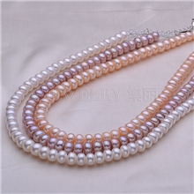 天然淡水珍珠强光基本无暇8-9mm四面光珍珠项链