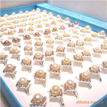 【简洁时尚】7MM天然珍珠戒指/日韩珍珠戒指/韩版简约珍珠饰品