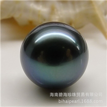 正圆强光天然南洋珍珠颗粒/大溪地黑珍珠裸珠批发18K金珍珠吊坠