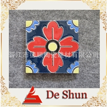 蓝色调釉面小花砖