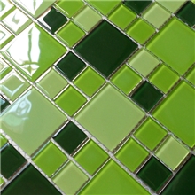 浅绿色墨绿混拼玻璃马赛克墙砖厂家直销可出口订制