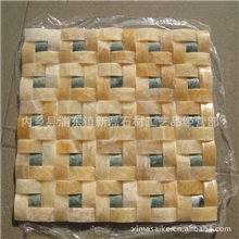黄绿双层编织马赛克墙体背景砖精品玉石马赛克厂家直销可定制