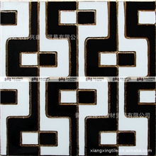 【法兰波仕】黑白色镀金迷宫纹抛晶砖/抛金砖/镀金砖