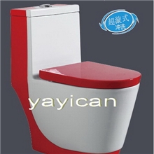 厂家供应双色虹吸式连体座便器,广东潮州彩色座便器/马桶批发