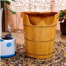 供应浴足店专用香柏木熏蒸泡脚木桶60CM高蒸脚桶配蒸汽机