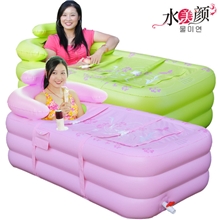 水美颜充气折叠浴缸加厚保温外置双排水浴桶充气浴盆沐浴泡澡桶