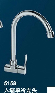 鹏洁高档大方陶瓷芯入墙式全铜单冷厨房水龙头5158