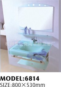 丰标卫浴豪华钢化玻璃盆洗脸洗手盆组合现货促销二色可选型号6814