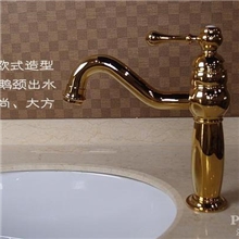 法赛特奢华金色水龙头/欧式仿古龙头/全铜冷热面盆龙头/正品包邮