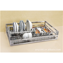 不锈钢厨房四边灶台拉篮橱柜收纳用品碗碟拉篮奥利厨柜拉篮