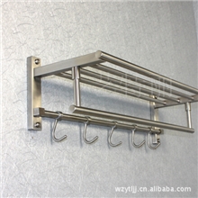 浴巾架带衣钩工程卫浴五金挂件毛巾环毛巾架304不锈批发