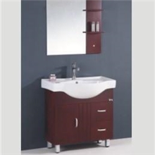 80B高级实木中式简约落地浴室柜、配优质陶瓷盆、副柜、镜子