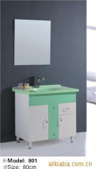 801时尚经典PVC落地浴室柜，带玉晶石台面