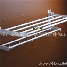 金怿洁具厂家供应太空铝活动浴巾架折叠式毛巾架带衣钩